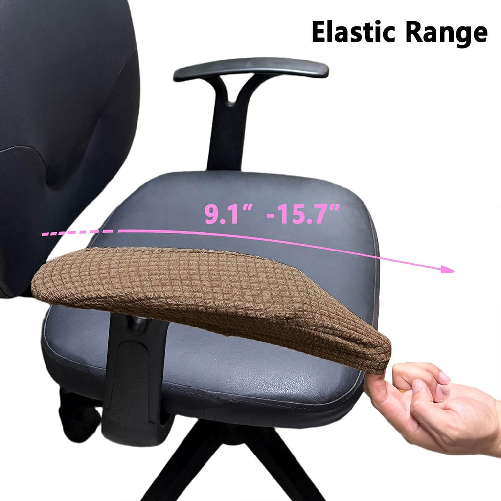 Office Chair Armrest Covers, Stretchable Removable Washable Chair Arm Covers, Elastic Desk Computer Gaming Chair Arm Rest Protector Slipcovers (Light Coffee) - Image 3