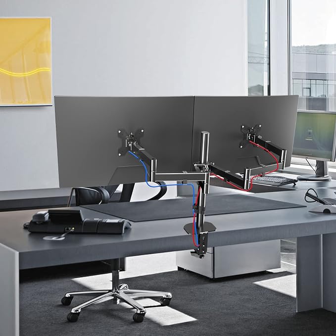 Pholiten Dual Long Monitor Stand Desk Mount for 13-32" Screen | Extra Long Monitor Arm, Fully Adjustable 27.95 inch, Each Arm up to 22 lbs - Image 7