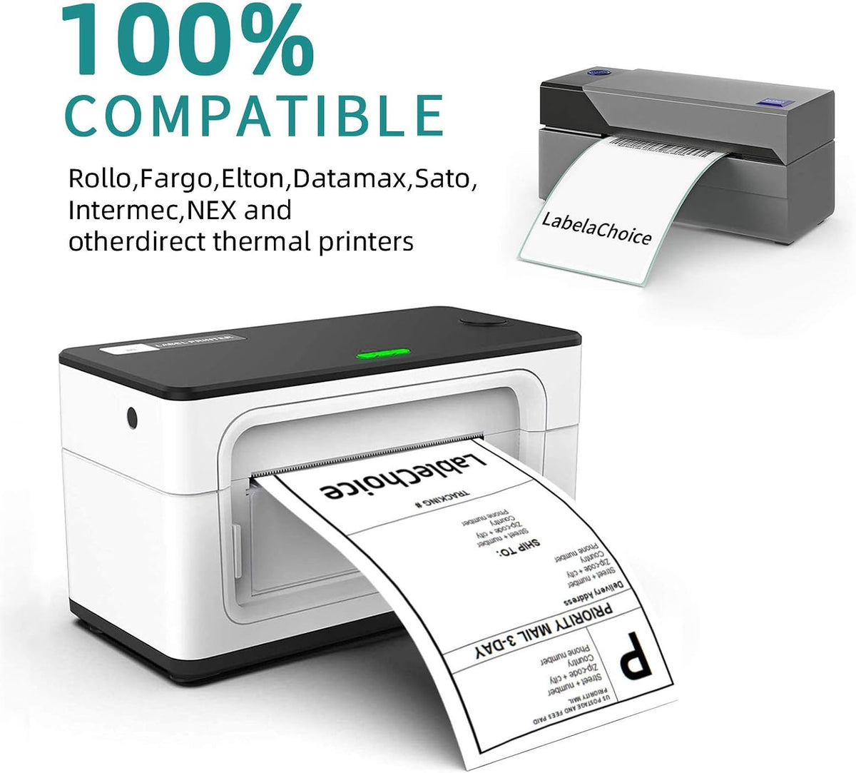2000 Labels 4 x 6 3-Proof Commercial Grade Fanfold Direct Thermal Labels Compatible with Zebra, Rollo, Munbyn, 4 Stacks White Perforated Permanent Strong Adhesive Mailing Shipping Labels - Image 3