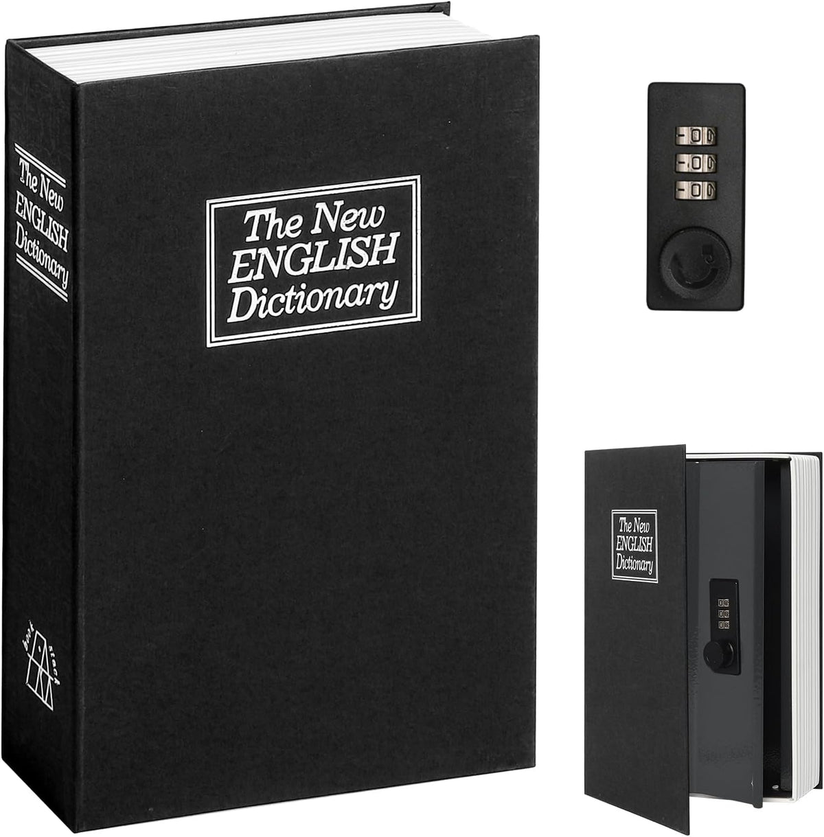 Decaller Book Safe with Combination Lock, Diversion Hidden Secret Metal Lock Box for Home Security, Money & Jewelry, 9.5" x 6.2" x 2.2", Dictionary Black by Decaller