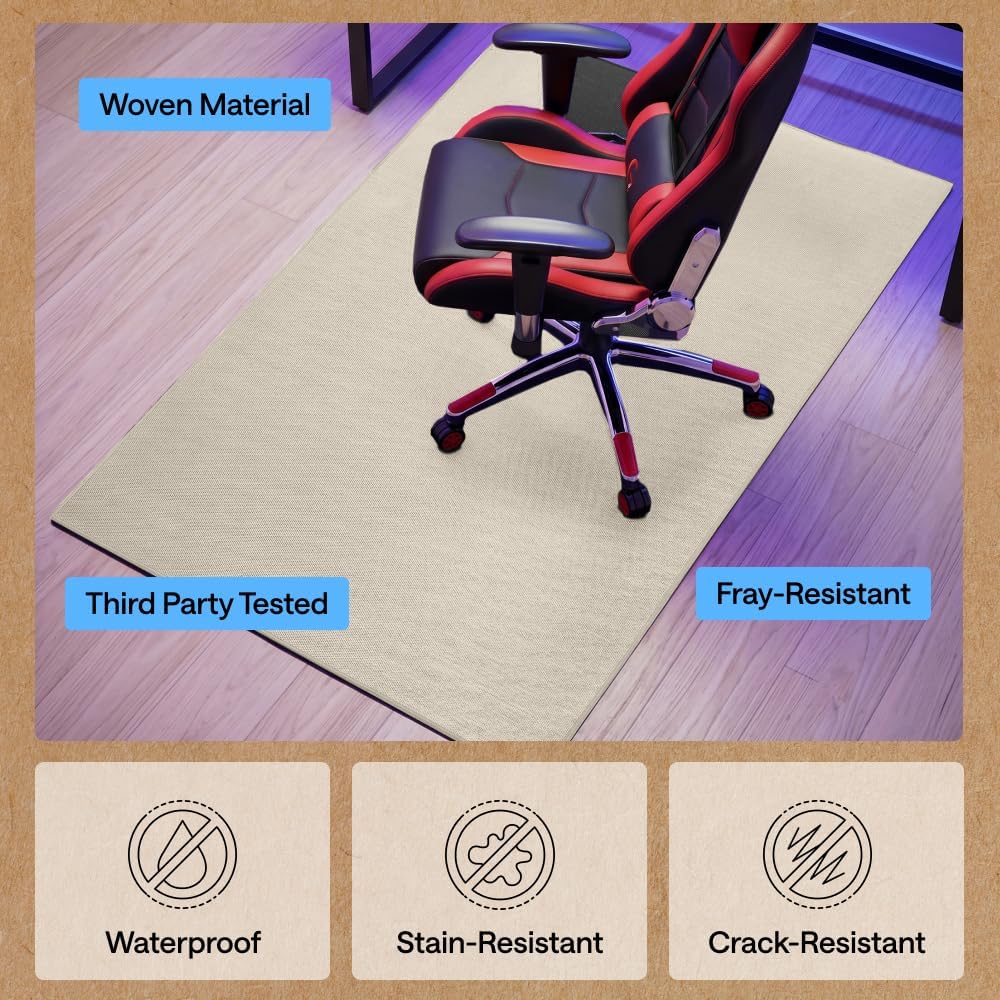 GORILLA GRIP Office Chair Mat for Hard Floors, Under Desk Rug, 58x46 Taupe - Image 4