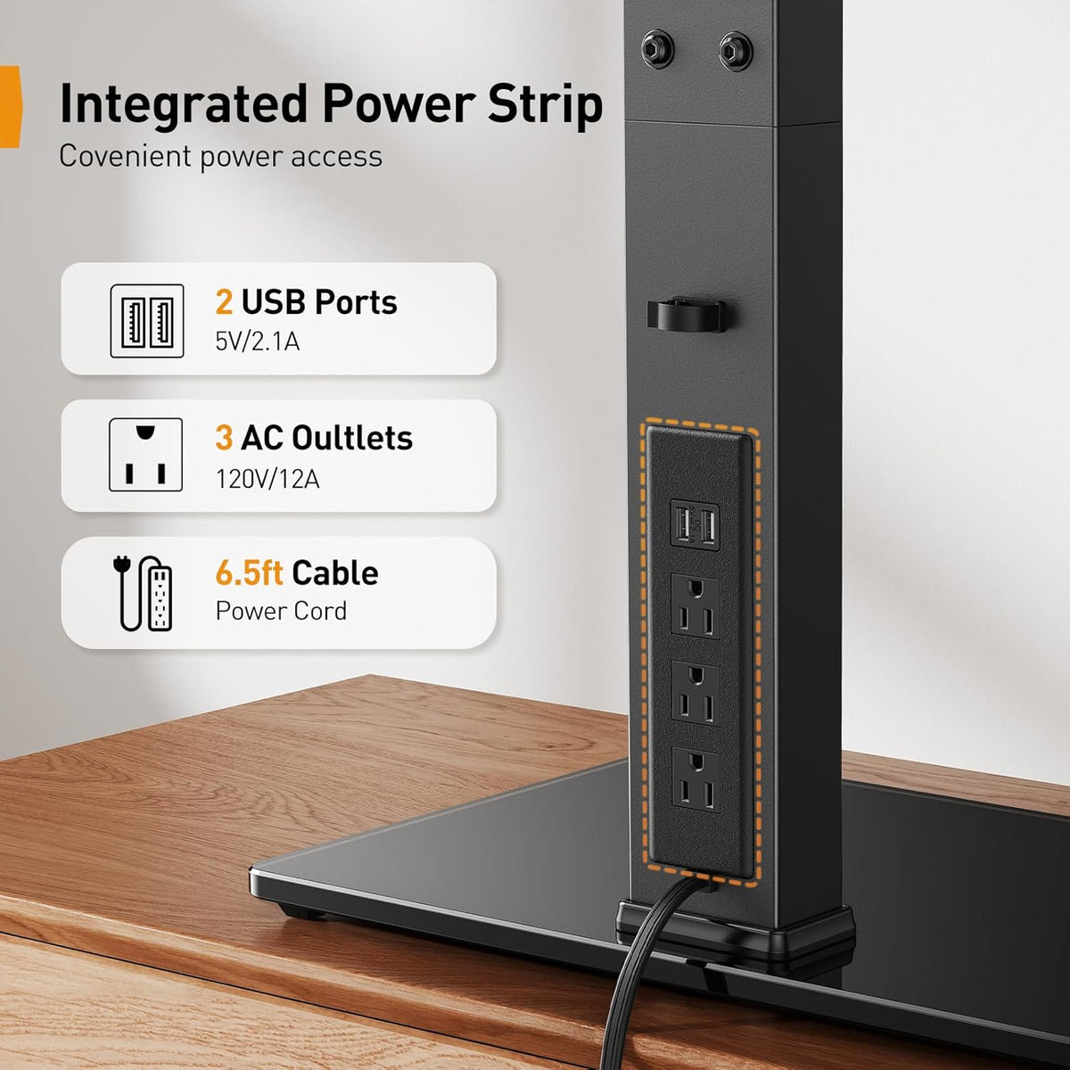 Perlegear TV Stand Mount with Power Outlet for 32-80 inch TVs up to 99 lbs - Image 3
