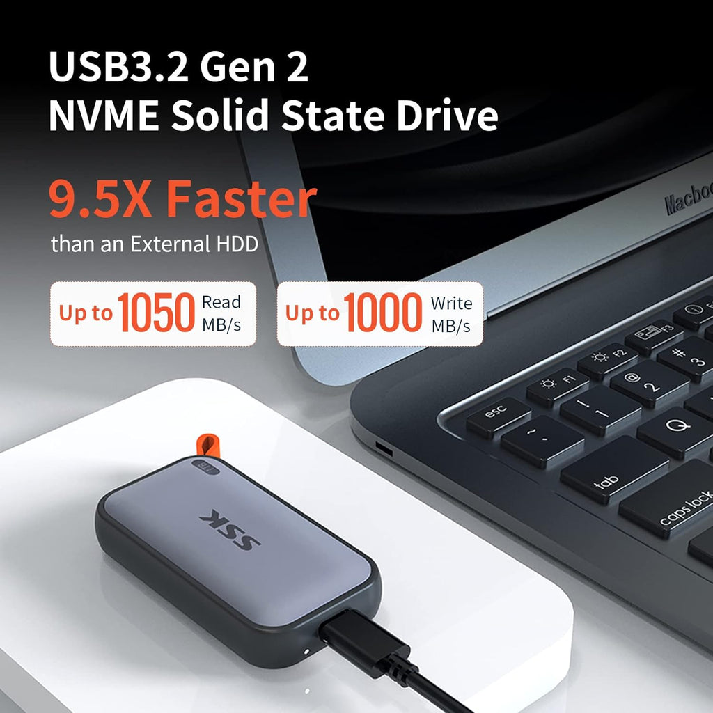 SSK Portable SSD 500GB External Solid State Hard Drive USB C Up to 1050MB/s - Image 2