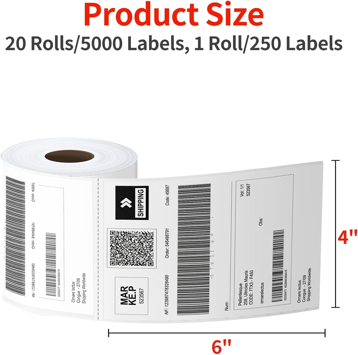 4x6 Thermal Labels 20 Rolls - 5000 Labels, Industrial Labels Direct Thermal Perforated Postage Shipping Label for Rollo, Zebra, MUNBYN and Polono Thermal Printer (NOT for DYMO) - Image 3