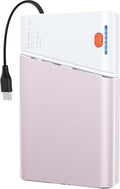Aaoyun 20000mAh Portable Charger, 22.5W PD Fast Charging Power Bank with Built-in USB C Cable, Slim External Battery Pack Compatible with iPhone 17 16 15 Pro Max, Plus, Samsung S24 Ultra, iPad, Pink by Aaoyun