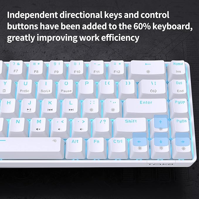 DIERYA T68SE 60% Gaming Mechanical Keyboard,Ultra Compact Mini 68 Key with Red Switches Wired Keyboard,Anti-Ghosting Keys, for Windows Laptops and PC Gamers,White - Image 4