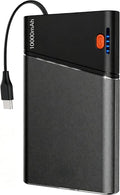 Aaoyun 10000mAh Portable Power Bank, 22.5W PD Fast Charging Battery Pack with Built-in USB-C Cable, Ultra-Slim External Phone Charger for iPhone 17/16/15, Samsung Galaxy S24, Android (Grey) by Aaoyun