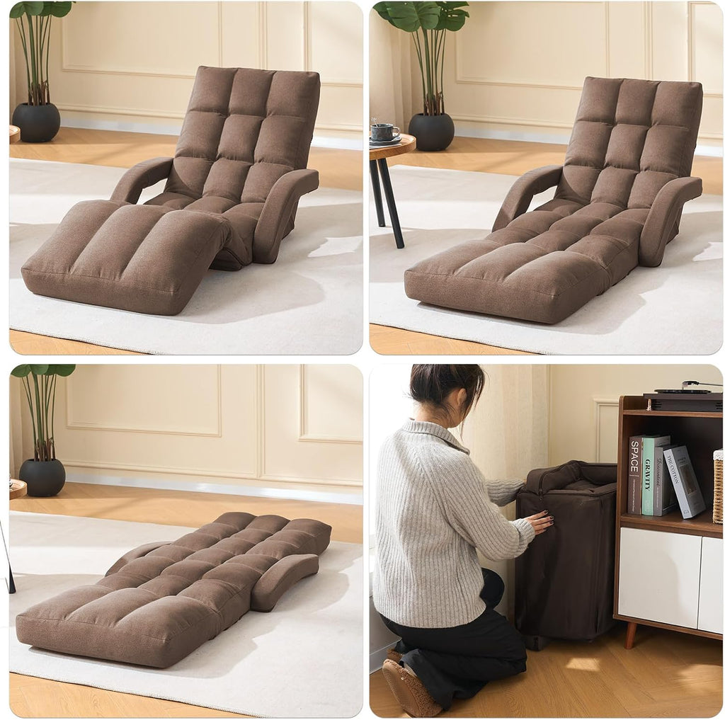 Adjustable Floor Chair with Footrest, 14-Position Chaise Lounge - Image 5
