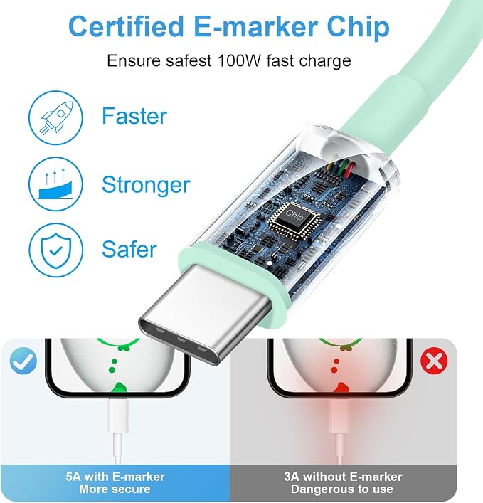 iPhone Charger Fast Charging USB C Charger Type C Charger 3Pack | Extra Long 10 FT USB C Cable for iPhone 17/17 Plus/17 Pro/17 Pro Max/16/16 Plus/16 Pro Max/15 Pro Max,Samsung,Android(Green) - Image 6