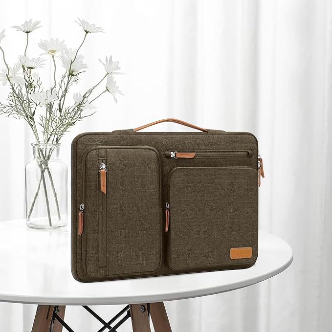 MOSISO 360 Protective Laptop Case 13.3 inch, 13-13.3 inch Laptop Sleeve | Compatible with MacBook Air/Pro 13 / Pro 14,HP Dell Acer ASUS, Side Open Carrying Case with 4 Zipper Pockets, Carob Brown - Image 7