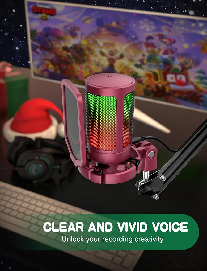 FIFINE AmpliGame A6VR USB Gaming Microphone Condenser RGB Mic for Streaming | RGB Indicator, Gain Control, Quick Mute, Tripod Stand, Pop Filter, Shock Mount, for PC/PS5 Discord Twitch Podcasts YouTube - Image 6