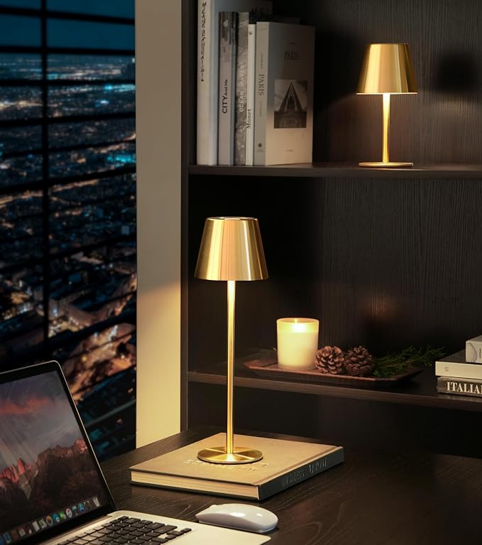 3 Pack Cordless Table Lamp, Portable Battery Operated Lamp with 3 Color Temps and Stepless Dimming, Rechargeable Table Lamp for Dinner, Desk, Cafe, Outdoor (Brushed Gold) - Image 7