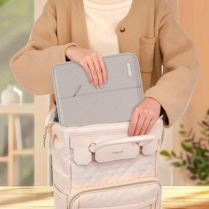 MOSISO Laptop Case 13.3 inch, 13-13.3 inch Laptop Sleeve Bag with Pocket | Compatible with MacBook Air/Pro 13/Pro 14 M5 M4 M3 M2 M1, HP Dell ASUS Lenovo, Polyester Vertical Computer Bag, Stone Gray - Image 8