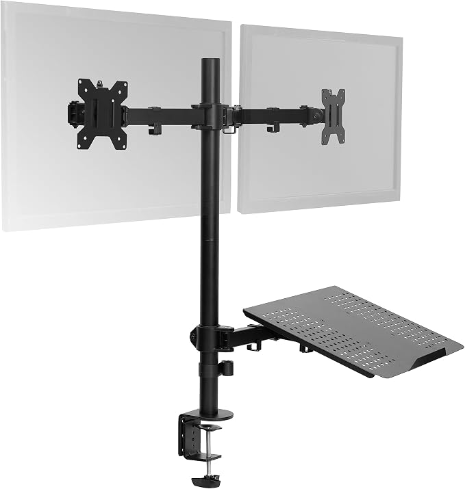 VIVO Laptop and Dual 13 to 27 inch LCD Monitor Stand up Desk Mount, Tall Adjustable Stand, Fits Laptops up to 17 inches, Black, STAND-V012J by Unknown
