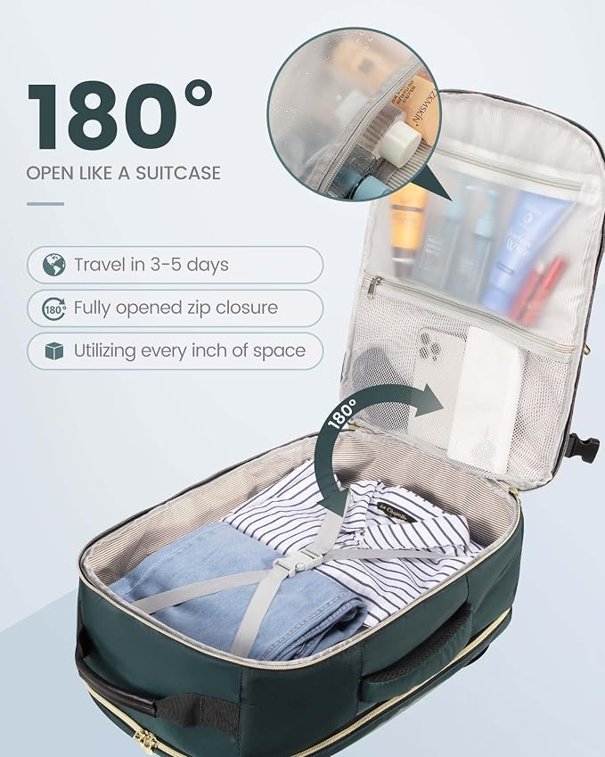 LOVEVOOK 40L Travel Backpack Flight Approved Carry on Backpack,3 Packing Cubes,Waterproof Personal Item Travel Bag,TSA Carry on Luggage Suitcase Travel Essentials,Gifts for Women & Men,fits 17" Laptop - Image 2