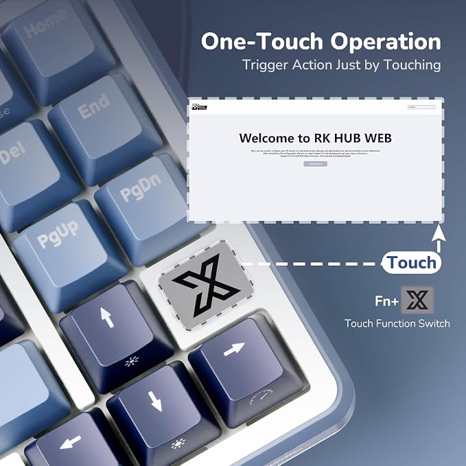 RK ROYAL KLUDGE X87 Gasket Mechanical Keyboard, 75% Wireless Gaming Keyboard with Touchable X-Plate & Volume Knob, Bluetooth/2.4GHz/Wired, Hot Swappable RGB Backlit (Blue, Tactile Beige Switch) - Image 4