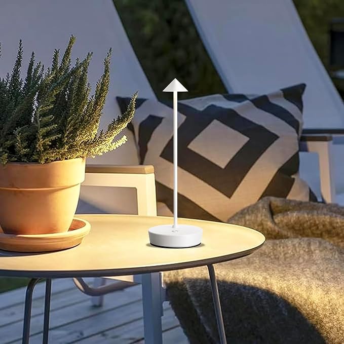Set of 2 Cordless Rechargeable Led Table Lamp Battery Operated Light White | 6000mAh Touch 3 Color Dimming Portable Metal Outdoor Waterproof Light for Patio/Restaurant/Dining/Home - Image 7