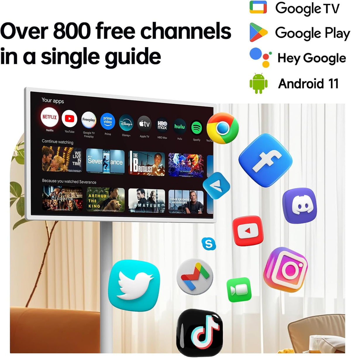 HORION 32" Portable Smart TV , Movable TV, No Battery, Non-Touchscreen - Image 2