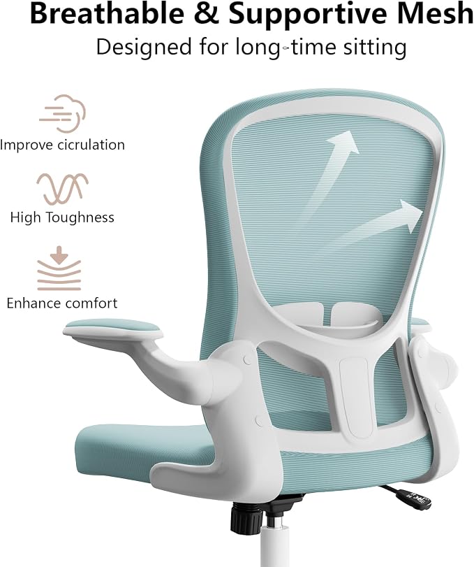 Ergonomic Office Chair, Comfort Swivel Home Office Task Chair, Breathable Mesh Desk Chair, Lumbar Support Computer Chair with Flip-up Arms and Adjustable Height - Image 4