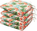 HARBOREST Outdoor Chair Cushions Set of 4, Water Resistant Patio Chair Cushions with Ties, Outdoor Seat Cushions for Patio Furniture, 17"x16"x2", Flamingo by HARBOREST