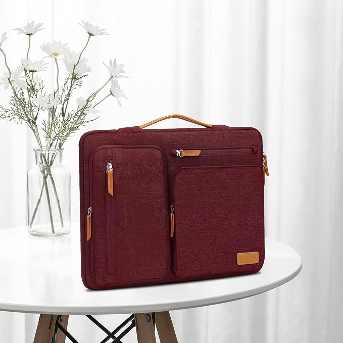 MOSISO 360 Protective Laptop Case 15 inch, 15 inch Laptop Sleeve | Compatible with MacBook Air M5 M4 M3 M2 2026-2023, Dell XPS Plus, Side Open Carrying Case with 4 Zipper Pockets, Wine Red - Image 7