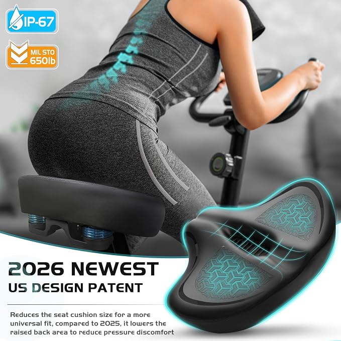 Noseless Bike Seat Cushion for Men & Women - Extra Padding & Comfort Wide Bicycle Seat, Oversized Comfortable Saddle for Peloton Bikes, Exercise Bikes, Electric Bikes, Cruiser Bikes - Image 3