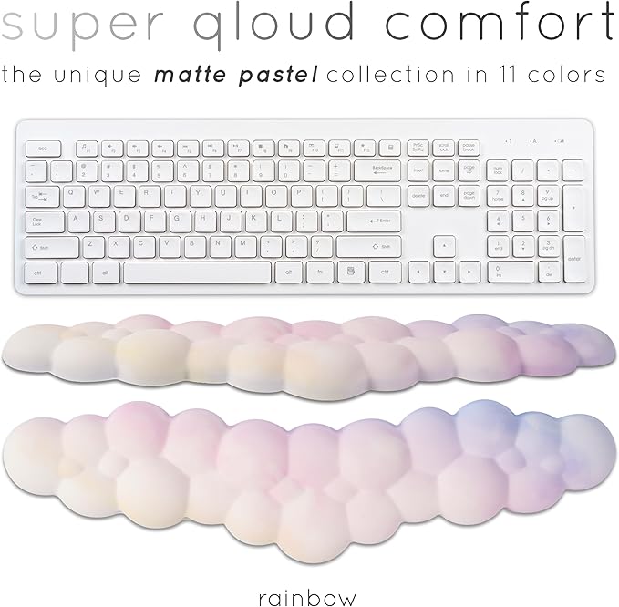 Rainbow Cloud Keyboard Wrist Rest – Create-ables Qloud Rainbow Wrist Rest for Computer Keyboard and Mouse, Ergonomic Memory Foam Wrist Pad with Non-Slip Base, Includes Cloud Mouse Pad - Image 2