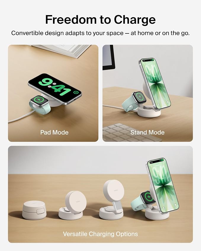 Belkin Qi2.2 25W Wireless 2 in 1 iPhone Charger, Fast Charging for Travel | Fast Charging, MagSafe Compatible, iPhone 17/16/15, Apple Watch, Travel Charger, Magnetic - Image 9