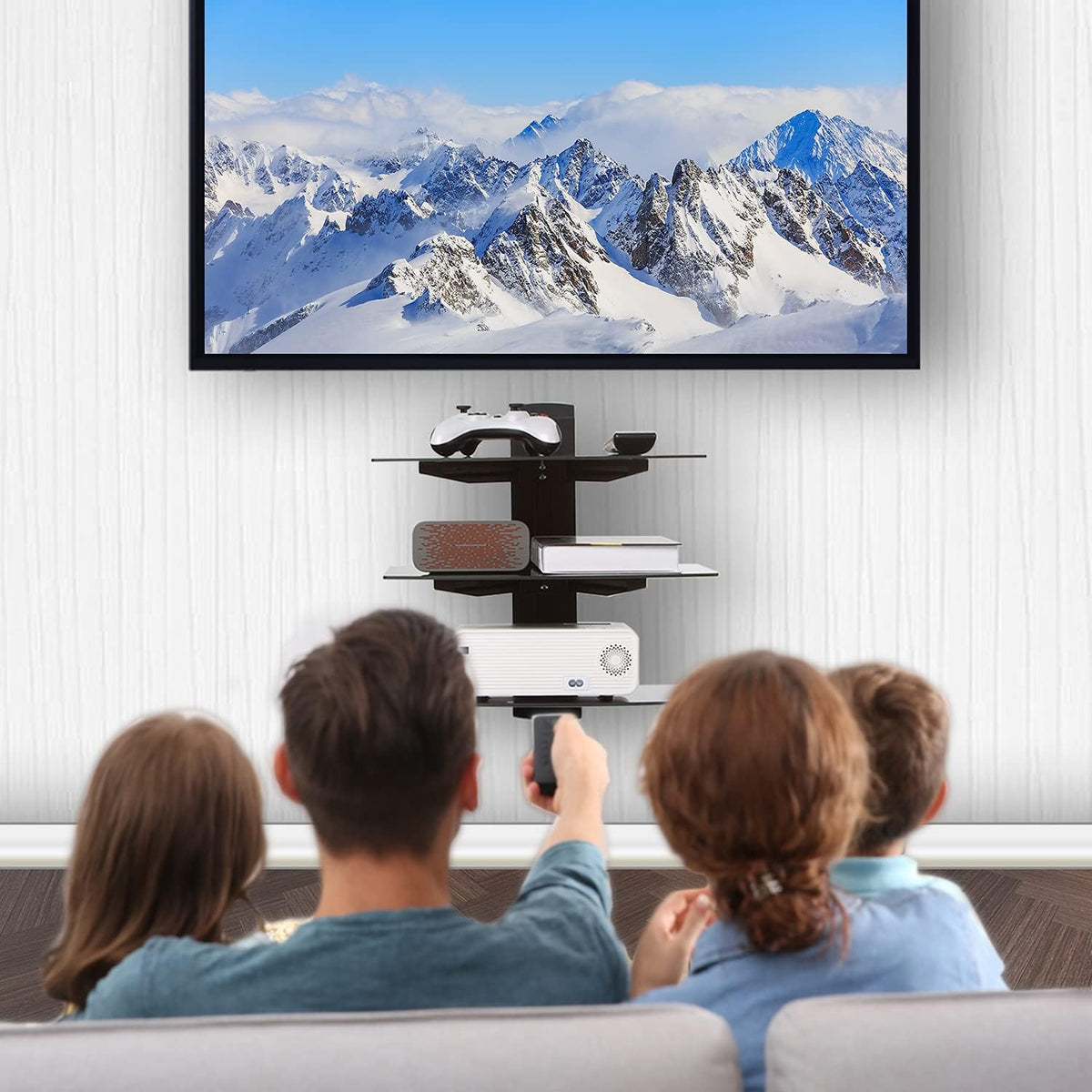 WALI 3 Tier Glass Floating TV Wall Shelf for Projector, DVD Players - Image 2