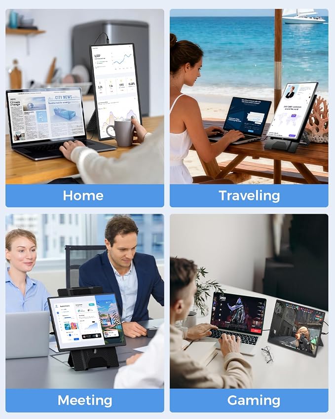 Cevaton Laptop Screen Extender, 16.1" FHD 1200P Portable Monitor | Magnetic Detachable Stand, 360° Rotatable Screen, Plug & Play, VESA Compatible, Windows & Mac - Image 5