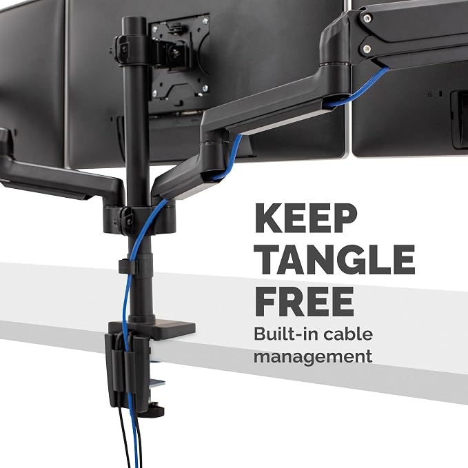 Fellowes Platinum Series Triple Monitor Arm for 27-Inch Monitors, Full Motion, 360° Rotation, VESA Mount with Grommet or Clamp, USB Ports, Ergonomic, Black, 8042601 - Image 8