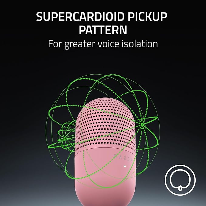 Razer Seiren V3 Mini USB Microphone, Supercardioid Condenser Mic, Pink | Tap-to-Mute Sensor with LED Indicator, Shock Absorber, Ultra Compact, Works with OBS, Discord, Zoom, Teams - Image 3