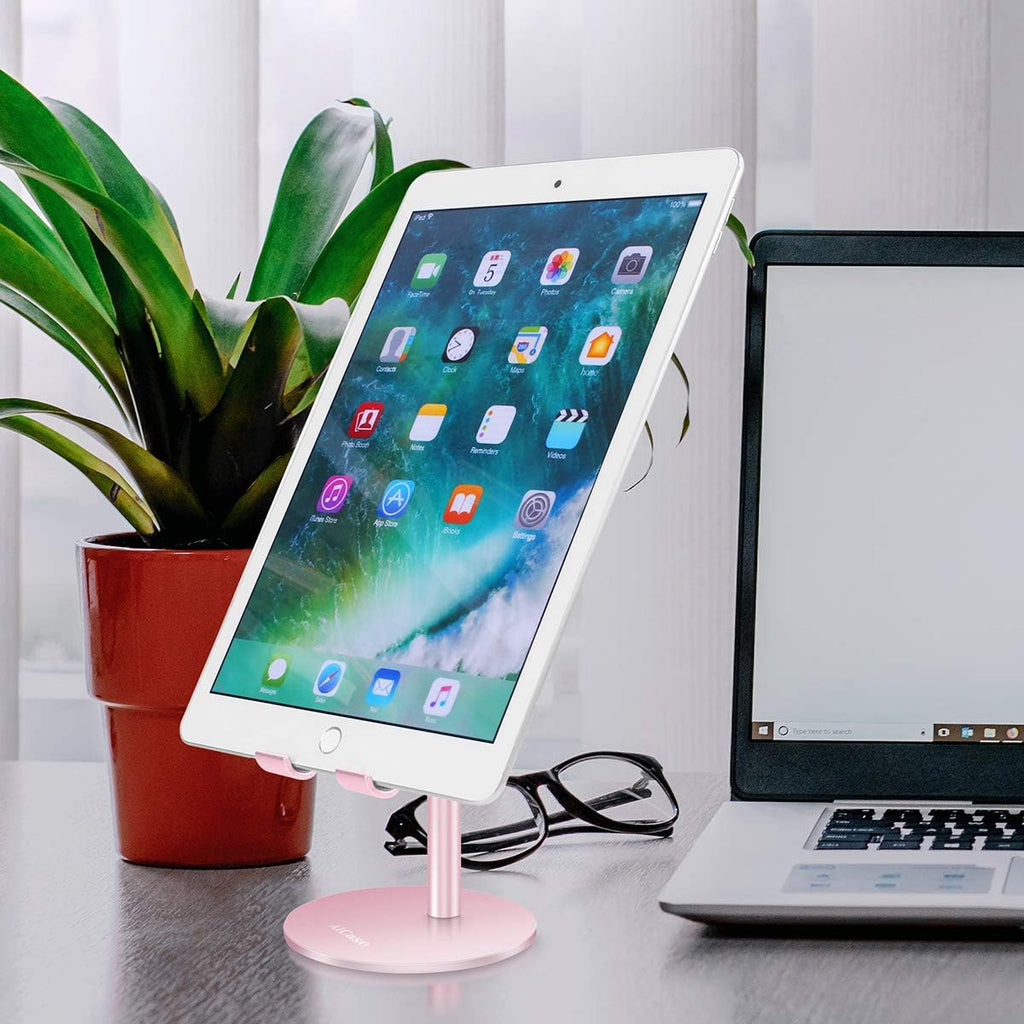 AICase Adjustable Tablet/Phone Stand, Telescopic Adjustable iPad Stand Holder,Universal Multi Angle Aluminum Stand Compatible with Smart Cell Phone/Tablet/iPad(4-13 inch), Rose Gold - Image 2