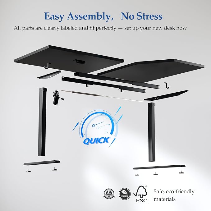 Klicelor L Shaped Standing Desk 55 x 31.5 Inch, Electric Height Adjustable Corner Desk for Home Office Workstation, Ergonomic Sit Stand Computer Table with Memory Controller, Black - Image 8