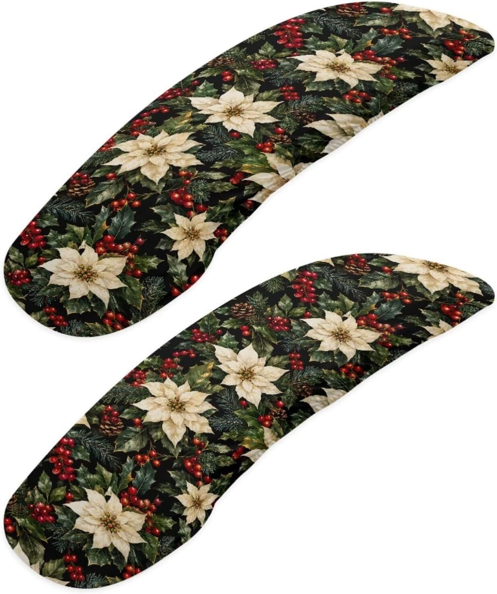 Christmas Floral Print Office Chair Arm Rest Slipcover Sets of 2 Anti-Dust Gaming Chair Armrest Covers Universal Fits Rotating Desk Gaming Chairs, Easy to Install & Clean by Wanzuoeng