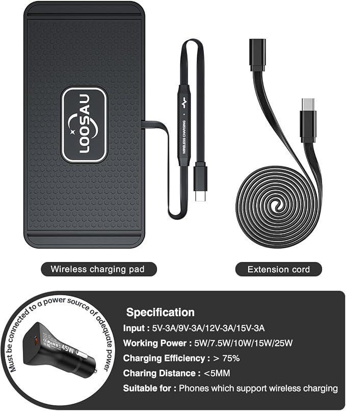 25W Wireless Charger Car Fast Wireless Phone Charging Pad Type C | Non Slip with 45W Type-C Car Charger Compatible for iPhone 17 16 (25W)15 14 13 12(15W) Pro Max - Image 6