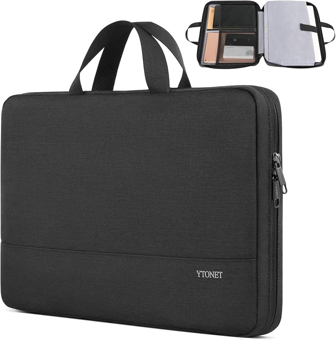 Ytonet Laptop Sleeve Case 13 13.3 Inch,TSA Slim Laptop Cover with Handle | Compatible with MacBook Air MacBook Pro HP Dell Lenovo Notebooks, Water Resistant Business Carrying Case, Black by YTONET