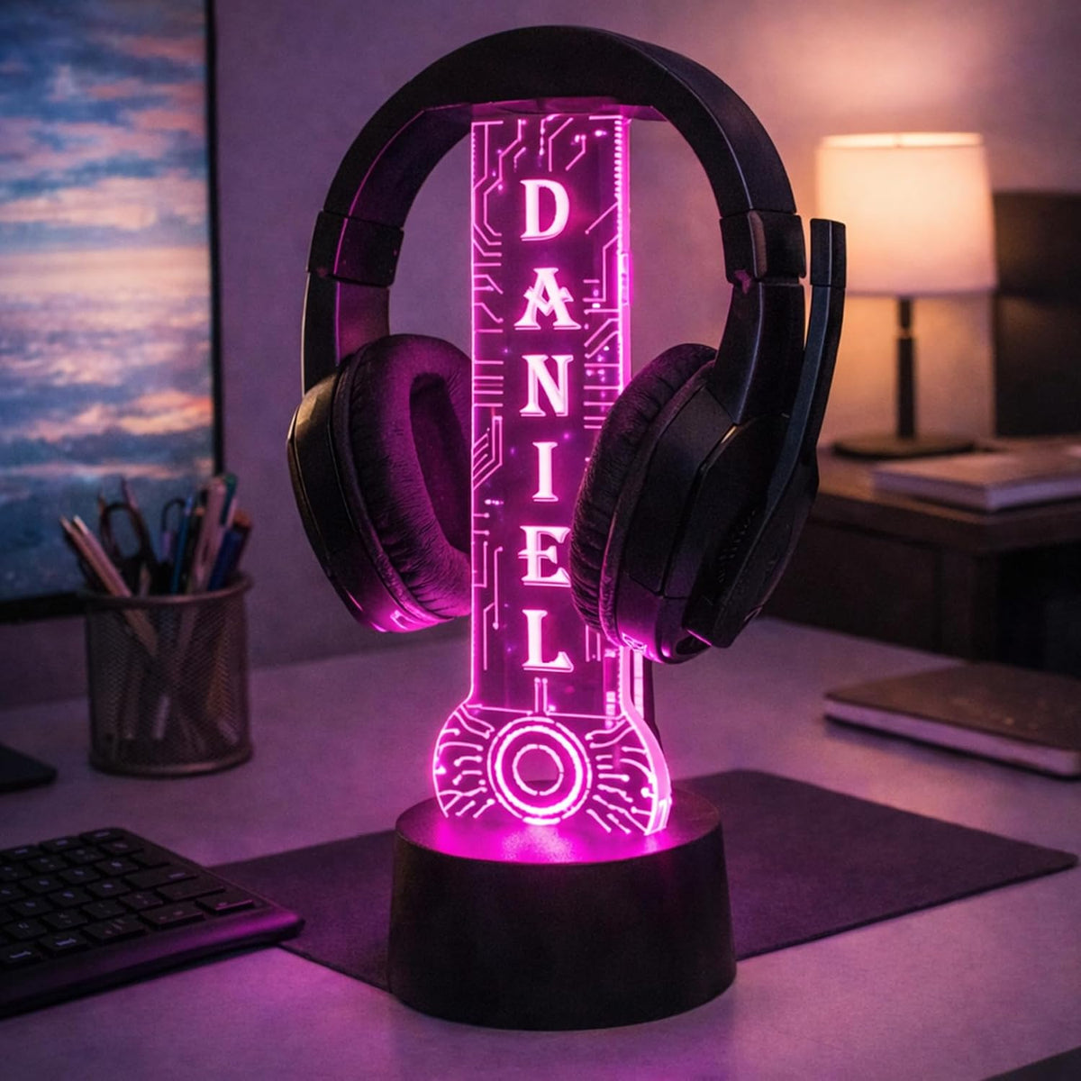 Custom LED Headphone Holder with Name, Personalized Light up Headphone Stand for Desk, Gaming Headset Holder RGB Gift for Him, Boyfriend, Gamers, Valentines, Anniversary, Birthday Gifts 1 - Image 6