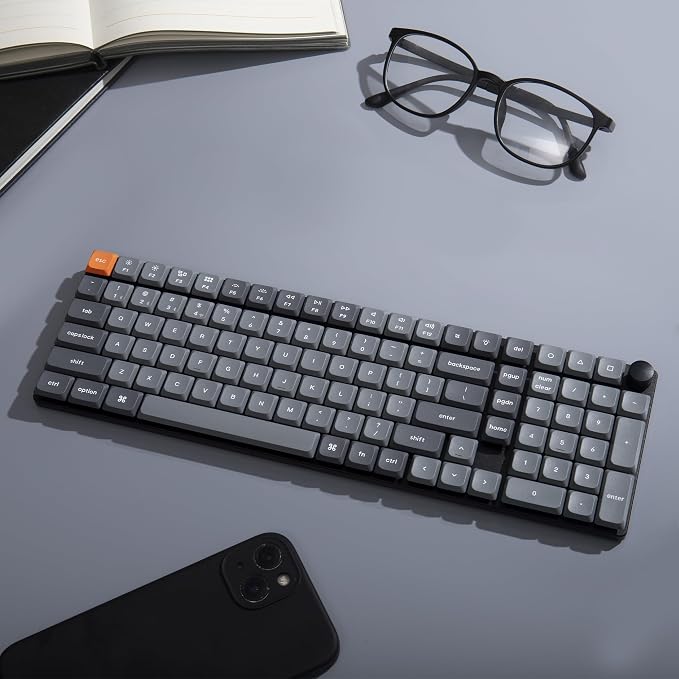 Keychron K17 Max 96% Layout QMK/Launcher Ultra-Slim Wireless/Type-C Wired Mechanical Keyboard with White LED Backlit, Low-Profile Gateron Mechanical Red Switch Compatible with Mac Windows Linux - Image 8