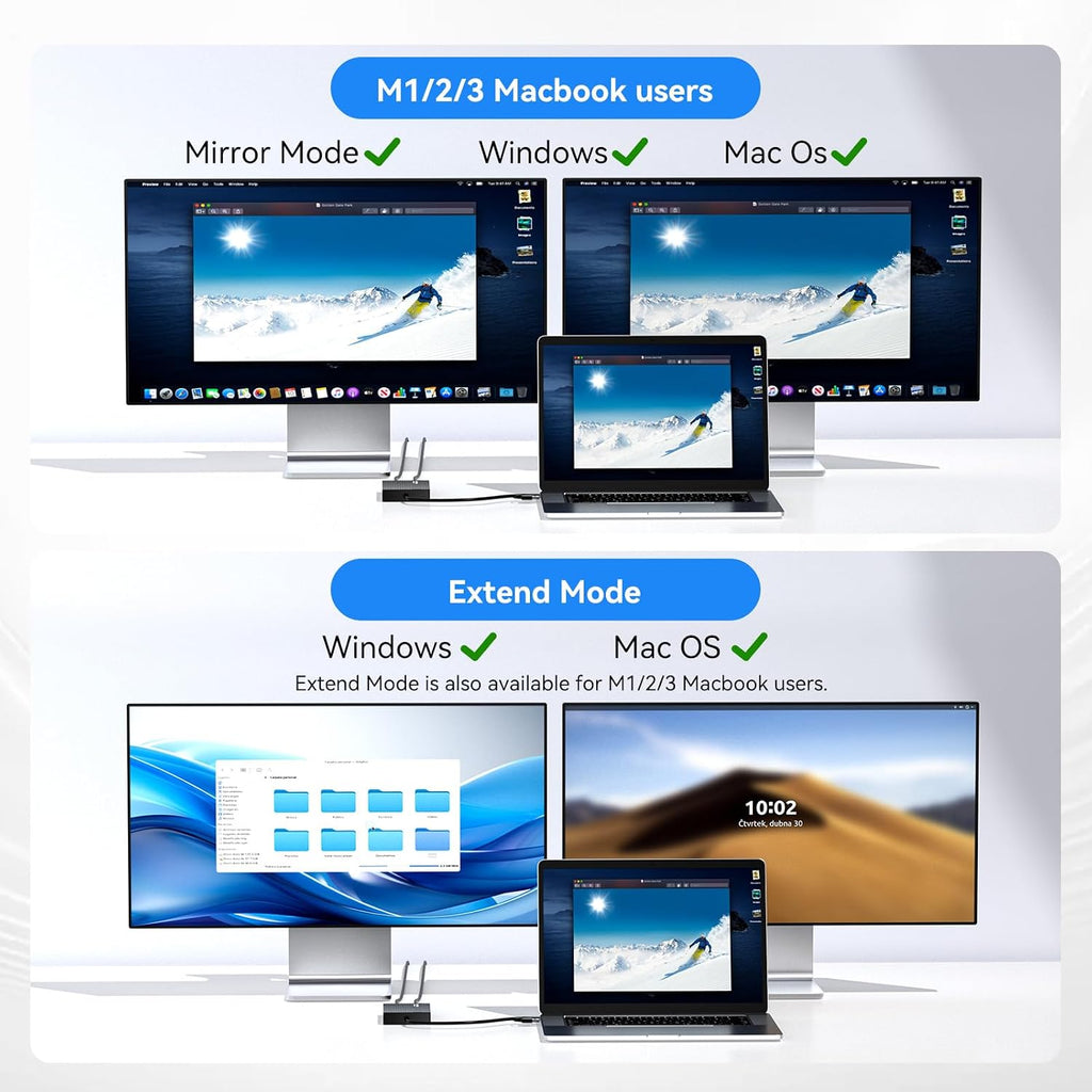 ACASIS USB C to Dual HDMI DisplayLink Adapter for Mac M1/M2/M3/M4/Windows - Image 5