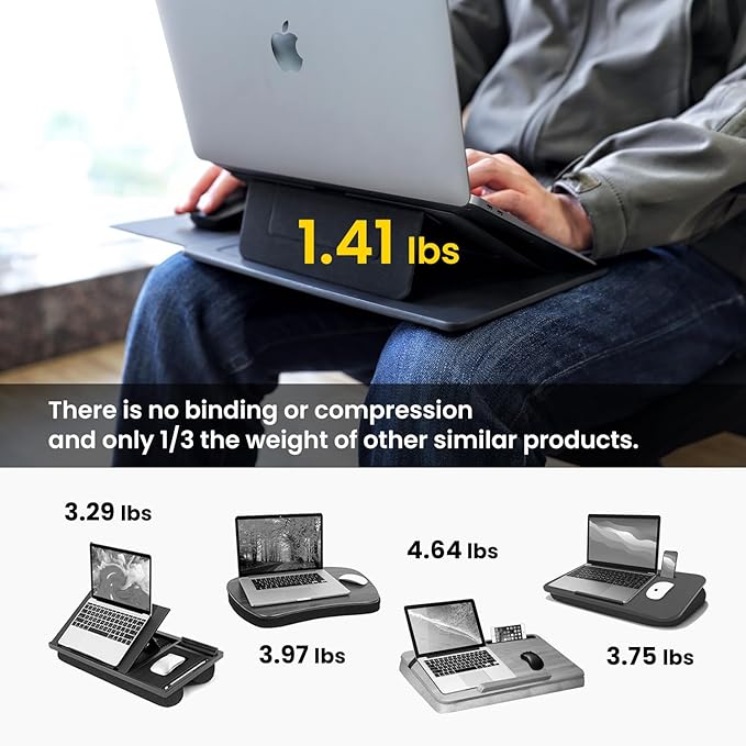Portable Lap Desk - Lap Desk with Retractable Mouse Pad, Adjustable Stand, Writing Board, Expandable Surface, and Heat Protection for Laptops and Tablets (Black) - Image 4