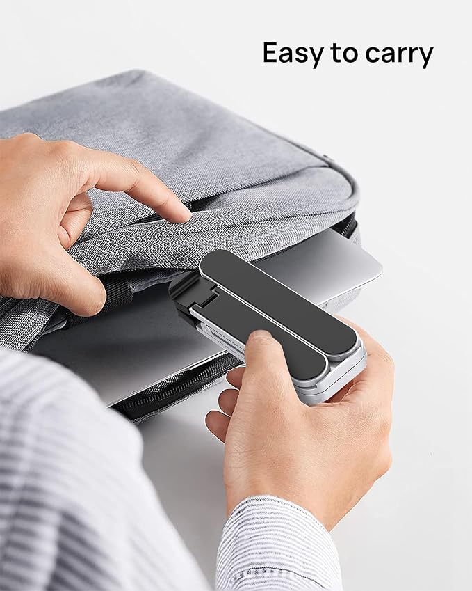 【Innovative & Ultra Compact】SODI Foldable Laptop Stand for Desk, Lightweight Portable Tablet Holder for Business Travel, Cafe, 6 Level Height Adjust Computer Holder for MacBook, Tablet 10-16", Silver - Image 5