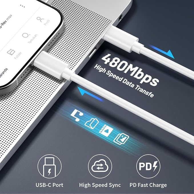 240W USB C to C Charging Cable 10ft,Type C to C Fast Charger Cord Long for Apple iPhone 17 Pro Max/17 Pro/16 Pro/16/15/Macbook Pro/Macbook Air/iPad Pro/Air/Laptop/Samsung Galaxy S25 S24 S23 Ultra/Plus - Image 5