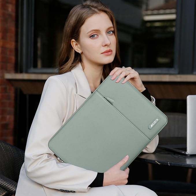 MOSISO Laptop Case 15 inch, Laptop Sleeve Bag with Pocket | Compatible with MacBook Air 15 inch M5 M4 M3 M2 2026-2023, Dell XPS, Polyester Vertical Computer Bag, Antique Green - Image 6