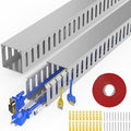 Open Slot Wiring Raceway Cable Duct,Cable Management Cord Track | 123" open slot cable raceway,Grey 1.97x1.97", 2 pcs desk wire channel to hide computer cables and cords by REFLYING