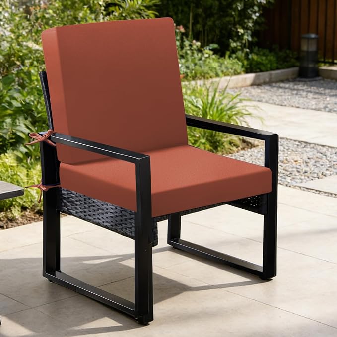 Outdoor Chair Cushions Set of 2, 19x19x3 Inch Waterproof & Fade Resistant Patio Furniture Seat Cushions with Ties, Square Outdoor Dining Chair Cushions for Lawn, Garden, Deck & Yard, Spice - Image 9