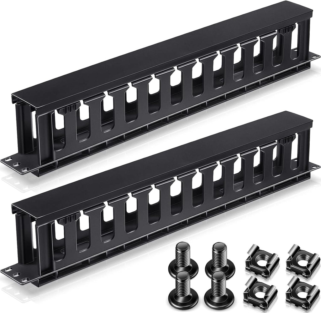 Leinuosen 2 Pcs 1U Horizontal Cable Management Rack Mount Sleeve by Leinuosen