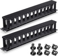 Leinuosen 2 Pcs 1U Horizontal Cable Management Rack Mount Sleeve by Leinuosen