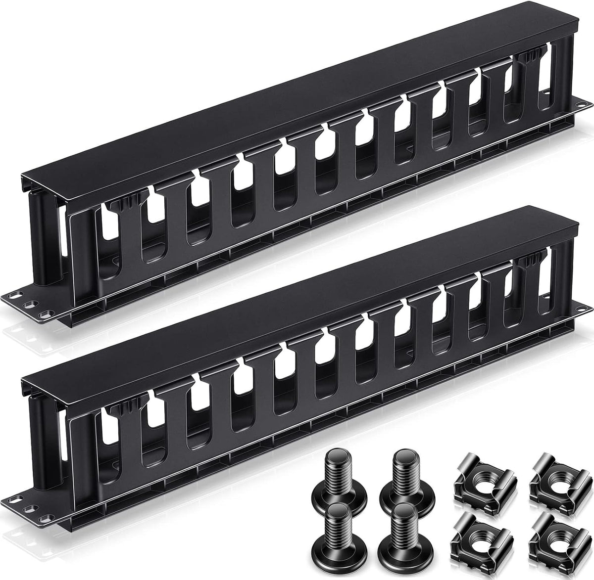 Leinuosen 2 Pcs 1U Horizontal Cable Management Rack Mount Sleeve by Leinuosen