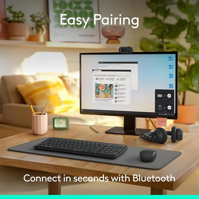 Logitech K250 Compact Bluetooth Wireless Keyboard with Numpad - Graphite | Bluetooth connectivity only, no USB receiver, compact design, spill-resistant, comfortable keys, Windows MacOS compatible - Image 2